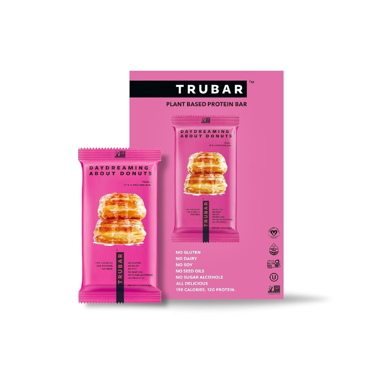 شريط بروتين نباتي من تروبار، 12 غ بروتين، 13 غ ألياف، نباتي، خالٍ من الغلوتين، غير معدل وراثيًا، خالٍ من منتجات الألبان، 12 قطعة 