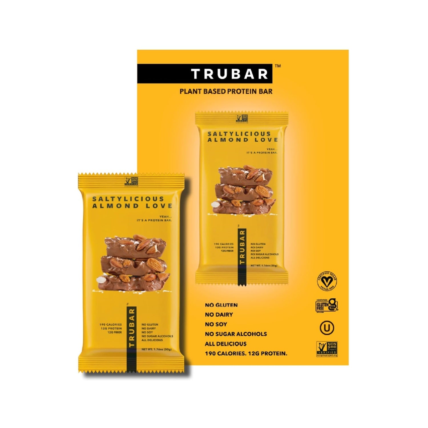 شريط بروتين نباتي من تروبار، 12 غ بروتين، 13 غ ألياف، نباتي، خالٍ من الغلوتين، غير معدل وراثيًا، خالٍ من منتجات الألبان، 12 قطعة 