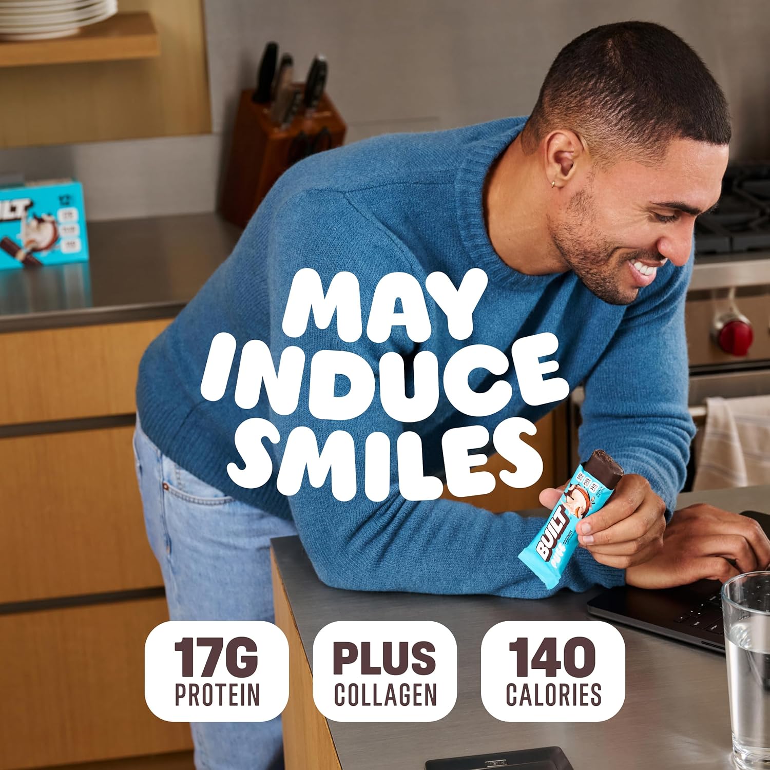 بار مدمج، ألواح بروتين منفوخة، 17 جرام من البروتين، 140 سعرة حرارية فقط، 6 جرام سكر، كولاجين، خالية من الغلوتين، 12 قطعة 